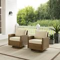HomeStock Baroque Bliss 2Pc Outdoor Wicker Swivel Rocker Chair Set Sand/Weathered Brown - 2 Swivel Rockers