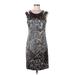 Connected Apparel Casual Dress - Sheath Scoop Neck Sleeveless: Black Leopard Print Dresses - Women's Size 8