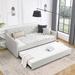 Upholstered Tufted Sofa Bed Bedroom Twin Size Daybed with Trundle, Beige