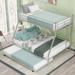 Twin over Full Bed with Sturdy Steel Frame, Bunk Bed with Twin Size Trundle, Two-Side Ladders