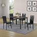 5PCS Dining Table Set, Metal Frame Faux Marble Wood Top Dining Table and 4 Faux Leather Upholstered Chairs