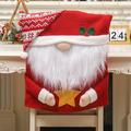 Grofry Christmas Dining Chair Slipcovers Chair Back Covers Christmas Chair Cover Three-dimensional Santa Claus Cartoon Dust-proof Chair Cover Home Accessories
