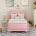Elegant & Simple Twin Size Upholstered Platform Bed House Bed Kids Bed Sleigh Bed with Headboard/Footboard/Wood Slat Support