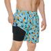 Mens Trunks Mens Board Shorts Swimwear Mens Swim Trunks with Compression Liner Pineapple light blue XL