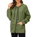 Rain Coats for Women Waterproof with Hood Packable Rain Jackets Womens Lightweight Rain Jackets Outdoor Army Green L