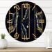 DESIGN ART Designart Black Tropical Leaves With Golden Rectangles Modern wall clock 23 In. Wide x 23 In. High