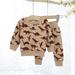 Wavsuf Plus Size Outfits Sets Long Sleeve Comfort Pants Printed Cartoon Dinosaur Warm Coffee Suit Size 0-3Y