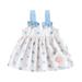 Baby Girls Dress Set Sleeveless Bowknot Flower Printed A-line Slip Dress with Shoulder Bag