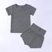 Wavsuf Kids Sets Clothes Shorts Comfort Cute Crew Neck Solid Short Sleeve Gray Outfits Set Size 12-24 Months