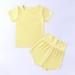 Wavsuf Kids Sets Clothes Cute Crew Neck Solid Short Sleeve Shorts Comfort Yellow Outfits Set Size 9-12 Months