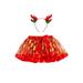 Nituyy Kids Girl Princess Skirt Outfit Baby Elastic Waist Christmas Print Tutu Skirt with Elk Headband Set