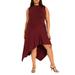 Plus Size Women's Asymmetrical Hem Jersey Dress by ELOQUII in Windsor Wine (Size 16)