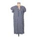 Vineyard Vines Casual Dress - Shift V Neck Short sleeves: Blue Checkered/Gingham Dresses - Women's Size Small