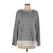 Croft & Barrow Long Sleeve Top Gray Marled Crew Neck Tops - Women's Size Medium