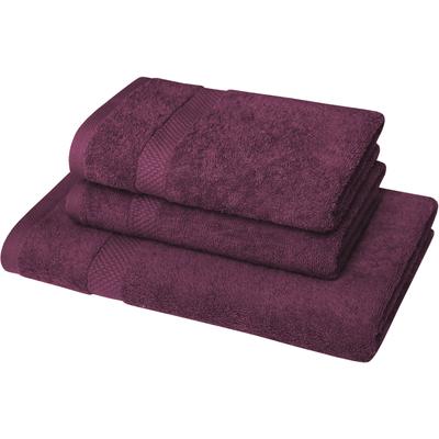 Handtuch Set DYCKHOFF "Planet", lila (beere), 3 tlg., Walkfrottier, Walkfrottier, Obermaterial: 100% Baumwolle, Handtuch-Sets, 2 Handtücher (50x100cm), 1 Duschtuch (70x140cm) Image
