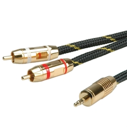 ROLINE GOLD Audio-Verbindungskabel 3,5mm Stereo - 2x Cinch, ST/ST, 5 m Image