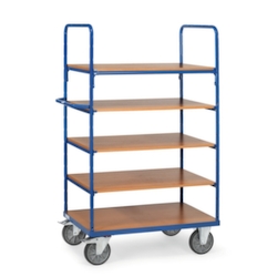 Fetra Etagenwagen, Tragl. 600kg, 5 Etage(n), Ladefl. LxB 1200x800mm, Holzböden, RAL5007 Image