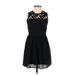 Penelope Tree Cocktail Dress - A-Line Crew Neck Sleeveless: Black Print Dresses - Women's Size 10