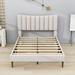 Latitude Run® Ceyhun Platform Bed Frame w/ Headboard & Slats Wood & /Upholstered/Linen in Gray/Brown | 46 H x 59 W x 80 D in | Wayfair