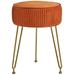 Mercer41 Nahiya Iron Accent Stool Upholstered/Velvet in Brown/Gray/Orange | 18.11 H x 11.81 W x 11.81 D in | Wayfair