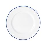 Mikasa Hospitality 5256482 8" Round Bistro Plate - Porcelain, Blue Pinstripe, Blue Band, White