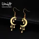 Unift Boucles d'oreilles lune et étoiles pour femmes boucles d'oreilles pendantes en acier