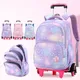 Children School Backpack Set with Wheels Students Bags for Girls Trolley Bag Cute Schoolbag Rolling