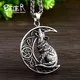 BEIER Stainless Steel Nordic Viking Wolf Head Half Moon Men's Pendant Necklace Pentagram High