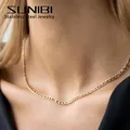 Fashion Stainless Steel Figaro Chain Necklace for Women 4/6/8/10mm Filled Tone Punk Gold Color