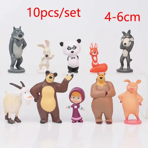 10 teile/satz Masha Anime Figur Spielzeug Puppe Masse Bär Aktion für Sammlung Modell Kinder Geschenk