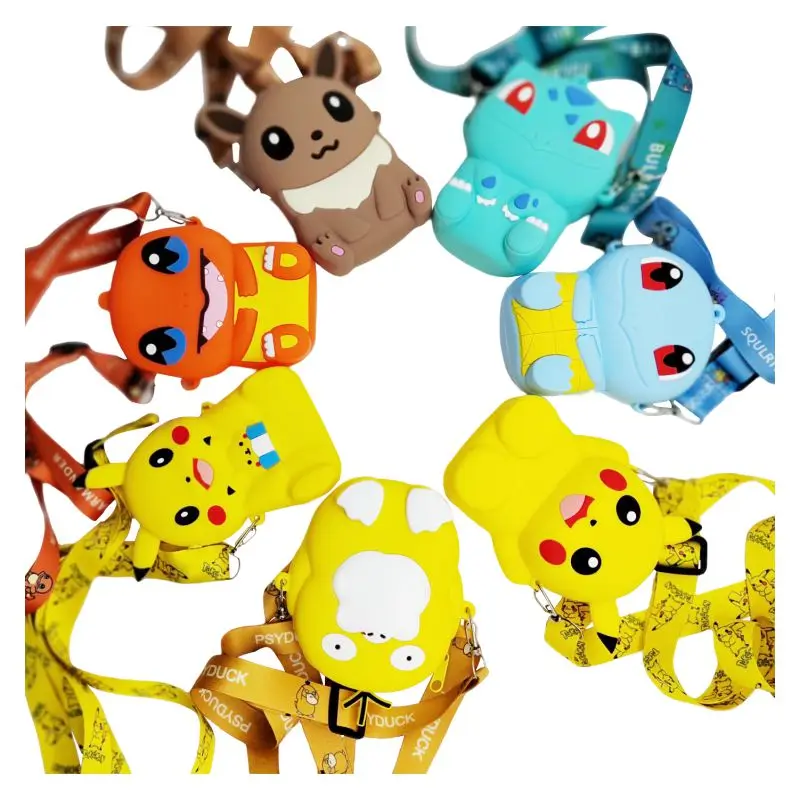 7 Modelle Pokemon Pikachu Silikon Geldbörse Cartoon Umhängetasche Niedliche Cartoon Anime Figur Mädchen Umhängetasche Spielzeug Für Kinder Geschenk Image