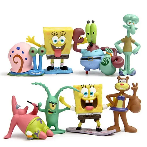 8 teile/satz Spongebob Patrick Schlüssel bund Figur Sammlung Modell Spielzeug