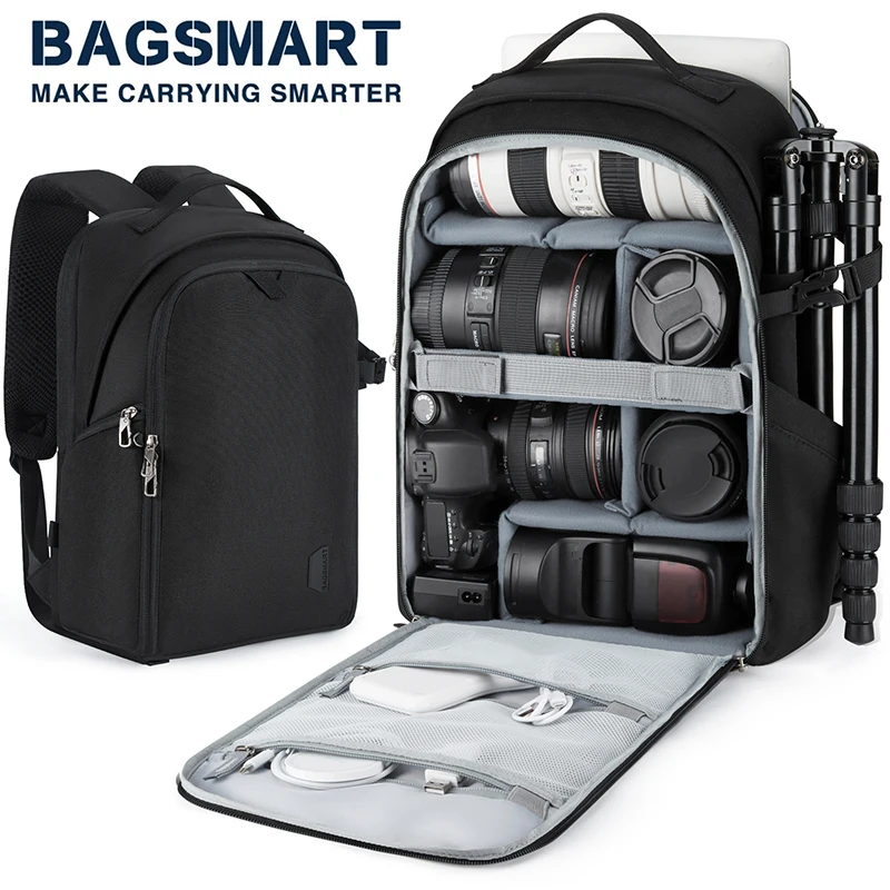 Multifunktionaler Kamerarucksack BAGSMRT Video Digital DSLR Tasche Kamera Fototasche mit Stativetui für Nikon Canon DSLR Objektiv