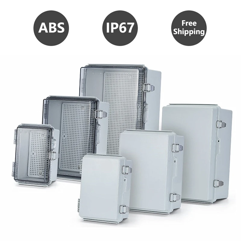 IP67 Wasserdichtes graues/transparentes Abdeckgehäuse, Anschlussdose, ABS-Kunststoff, für den Außenbereich, elektronisches Instrumentenscharniergehäuse Image