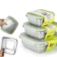 3 Stück Edelstahl Lebensmittel behälter Lebensmittel Aufbewahrung sbox quadratische Brotdose