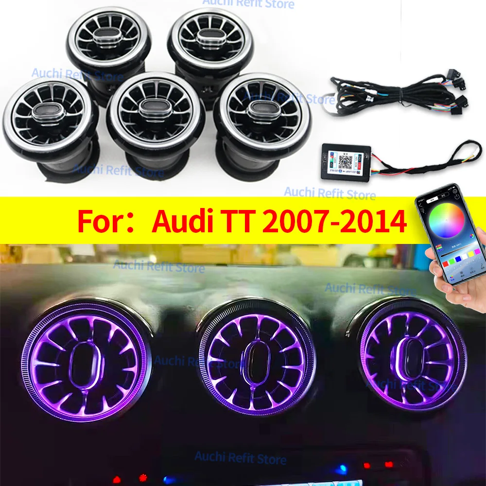 256 Farben LED Lüftungsschlitze für Audi TT 2007-2014 APP Control Car AC Conditioner Turbo Outlet Dekoration Lampe Umgebungslich Image
