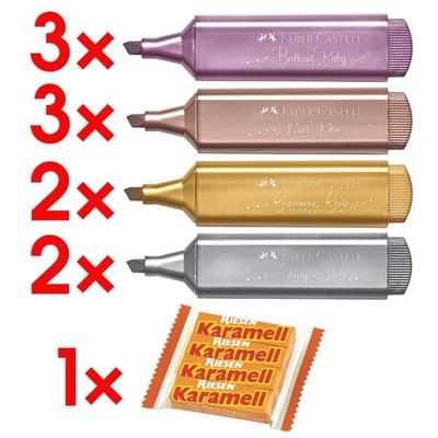 Faber-Castell Textmarker-Set »TL 46 Metallic« 10 Stifte in 4 Farben inkl. Kaubonbons »Karamell Metallic rose Image