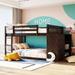 Full Over Full Floor Bunk Beds with 4 Drawers & 3 Shelves for Multi Storage Function, Wooden Bunk Bed Frame for Kids Girls Boys