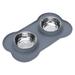 Pet Deluxe Dog Bowls Stainless Steel Dog Bowls with No Spill Skid Resistant Silicone Mat Dog Food and Water Bowl Set Feeder Bowls for Small Medium Large Size Dogs Cats Pets Puppy Dog Dish - grey