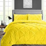 King/Cal King Size Microfiber Duvet Cover Pinch Ultra Soft & Breathable 3 Piece Luxury Soft Wrinkle Free Cooling Sheet (1 Duvet Cover with 2 Pillowcases Yellow)