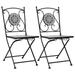 Anself 2 Piece Garden Bistro Chairs Folding Ceramic Seat Iron Frame Outdoor Dining Chair Gray for Patio Balcony Backyard 20 x 15.4 x 33.9 Inches (W x D x H)