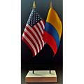 USA. 1 American & 1 Country Miniature Rayon 4 x6 Office Desk & Little Hand Waving Table Flags Includes 2-Hole White Flag Stand & 2 Deluxe Small 4 x6 Mini Flags (Colombia)