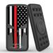 INFUZE Qi Wireless Portable Charger for iPhone 15 Pro Max External Battery (12000 mAh 18W Power Delivery USB-C/USB-A Quick Charge 3.0 Ports Suction Cups) - Thin Red Line Skull