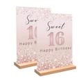 Vlipoeasn Sweet 16 Birthday Table Decoration for Girls Rose Gold Glitter 16th Happy Birthday Poster