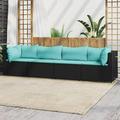 Anself 4 Piece Outdoor Patio Furniture Set 2 Corner and Middle Sofas with Seat Cushions and Pillow Sectional Sofa Set Poly Rattan Conversation Set for Garden Deck Poolside Backyard