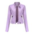 Tops For Women Women S Slim Leather Stand Collar Zip Motorcycle Suit Belt Coat Jacket Tops Pink Xxl