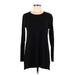 J.Jill Casual Dress - Mini Crew Neck Long sleeves: Black Print Dresses - Women's Size Medium