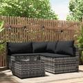 Dcenta 4 Piece Outdoor Patio Furniture Set Cushioned Corner Sofa and 2 Middle Sofas with Glass Top Coffee Table Sectional Set Poly Rattan Conversation Set for Garden Deck Poolside Backyard
