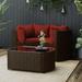 Anself 4 Piece Patio Set with Cushions Brown Poly Rattan