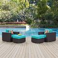 Modway Convene 4 Piece Outdoor Patio Sectional Set in Espresso Turquoise